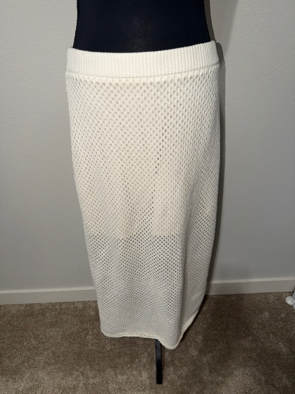 Universal Thread Cream Open-Weave Knit Midi Skirt